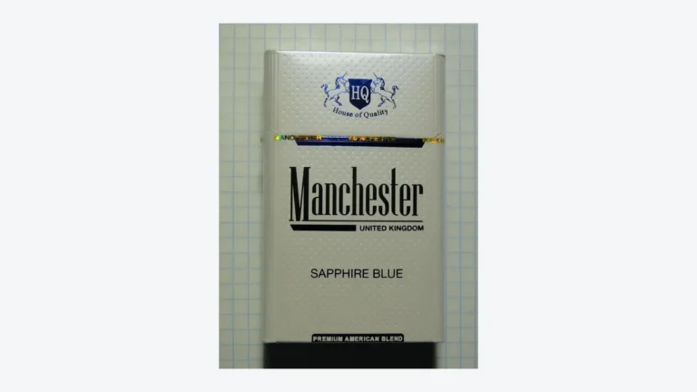 Manchester Sapphire Blue cigarette pack for an adult product comparison guide