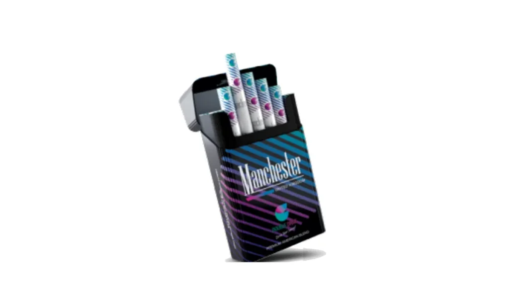 Manchester Double Drive Blueberry Mint cigarette pack, one carton of 10 packs, Xorvila, adults 18+ only